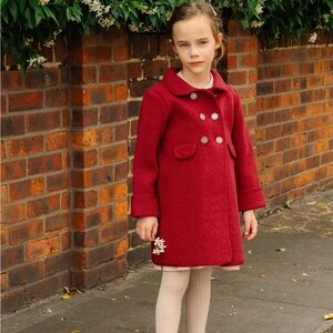 AMAIA Red Pea Coat